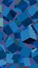 Aufkleber - Floating Blue Cubes in Abstract Motion