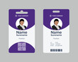 © Nurjen - simple purple employee id card design template with editable text