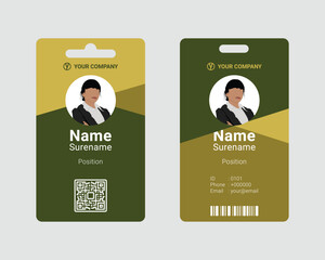 Wall Mural - Clean green and yellow id card design template