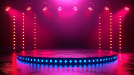 Circular Stage with Pink and Blue Lighting