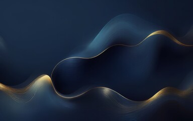 Wall Mural - Abstract Digital Art with Dark Blue Gradient Background and Wavy