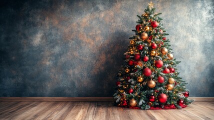 Sticker - Festively decorated Christmas tree stands in a cozy living room during the holiday season