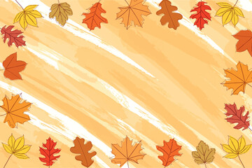 Wall Mural - Autumn frame with leaves of different trees. Sketch, doodle, design elements. Vector 