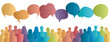 © melita - Communication across diverse cultures -  Multicultural dialogue represented by colored silhouette and speech bubbles of multiethnic individuals. Front-view. Diversity equality inclusion