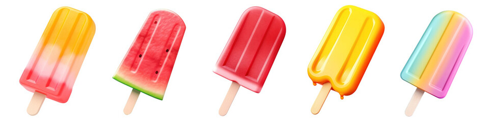 3d summer ice pop png cut out element set