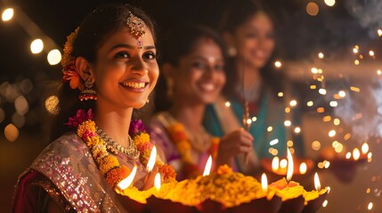 A woman smiles brightly as she holds a plate with candles on it.