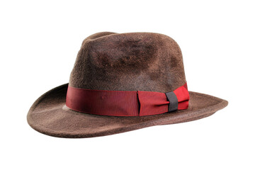 Wall Mural - Brown Fedora Hat with Red Band