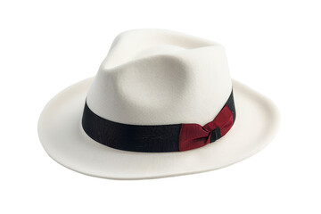 Wall Mural - White Fedora Hat with Black and Red Ribbon