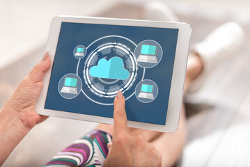 Poster - Cloud computing concept on a tablet