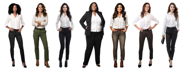 Sticker - Diverse businesswomen full body png cut out element set