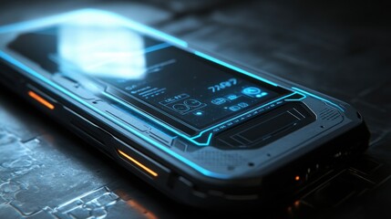 Futuristic Smartphone with Blue and Orange Lights