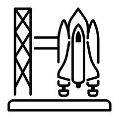 Poster - An outline style icon of space rocket 