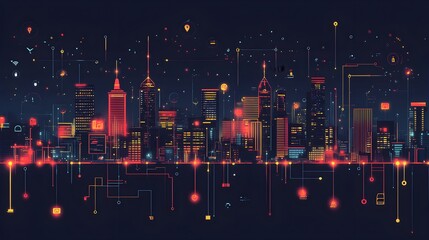 A flat design of a smart city interface using recognizable icons for services