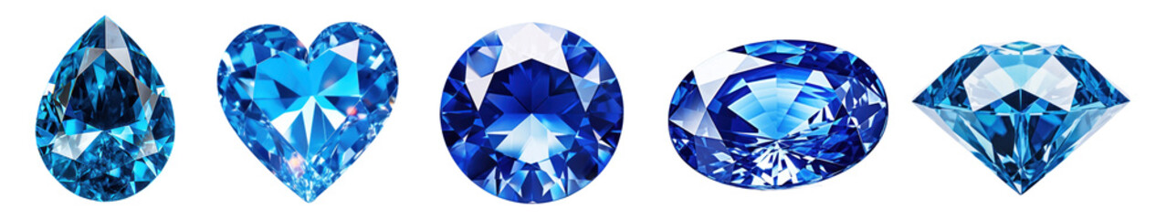 Poster - Blue gemstone png cut out element set