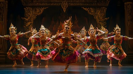 Traditional Thai Dance: A traditional Thai dance performance with dancers in colorful costumes and intricate masks.
