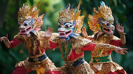 Traditional Thai Dance: A traditional Thai dance performance with dancers in colorful costumes and intricate masks.
