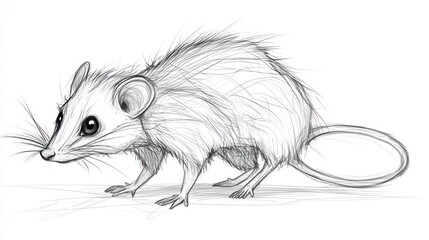 Wall Mural - A Detailed Pencil Sketch of a Mouse