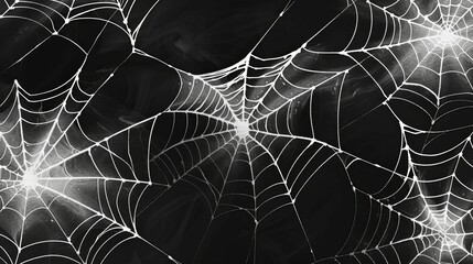 White Spider Webs on a Black Background