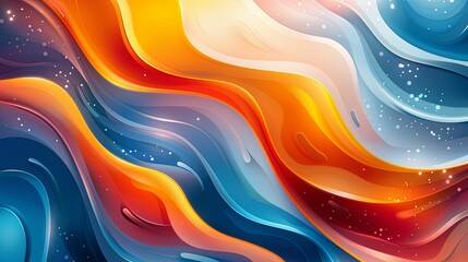 Wall Mural - Abstract Liquid Swirls with Vibrant Color and Specks of Light