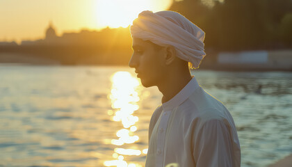 A man wearing a white robe