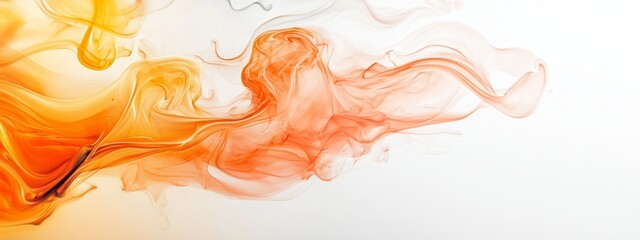 Poster -  A tight shot of smoke against a pristine white backdrop, featuring a yellow-orange smoke swirl in the foreground