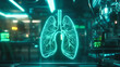 © Fxquadro - Futuristic digital neon-orange lungs in virtual lab