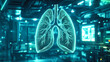 © Fxquadro - Detailed digital render of human lungs in neon blue