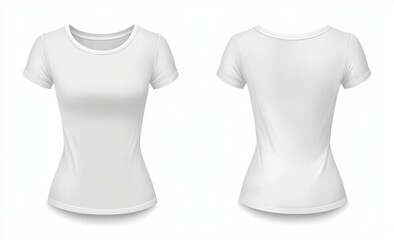 Poster - On a white background, a blank white mockup of a t-shirt front and back