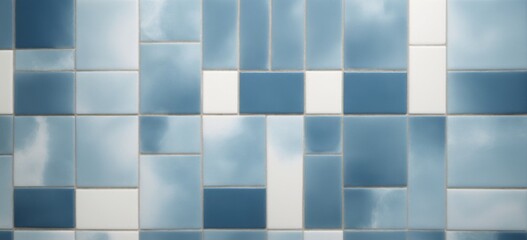 Canvas Print - Close-up of colorful square tiles arranged in a grid pattern, wi