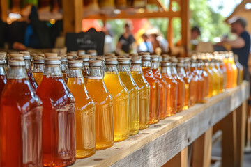 Poster - Artisan Cider Stall at Farmers' Market with Colorful Setup  