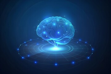 Wall Mural - abstract artificial intelligence concept. human brain on blue background. vector illustration