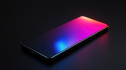 Canvas Print - A Black Smartphone with a Vibrant Gradient Screen on a Dark Background