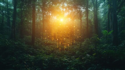 Poster - Mystical Forest with Glowing Lights