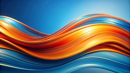 Wall Mural - Abstract landscape with flowing blue and orange curves