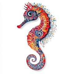 Wall Mural - vector graphic of a cute seahorse