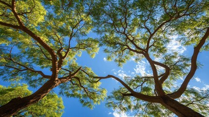 Poster - Looking Up at Tree Branches Against a Blue Sky