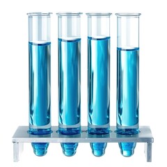 Poster - Laboratory Tubes with blue fluid and glas stand isolated on white background