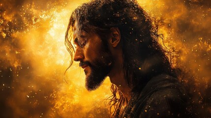 Wall Mural - radiant portrait of jesus christ compassionate expression soft golden light ethereal atmosphere blend of classical and contemporary artistic styles