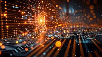Wall Mural - digital revolution: a mesmerizing abstract image depicting a glowing brain within a network of circu