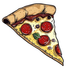 Canvas Print - cartoon doodle slice of pizza isolated on white 