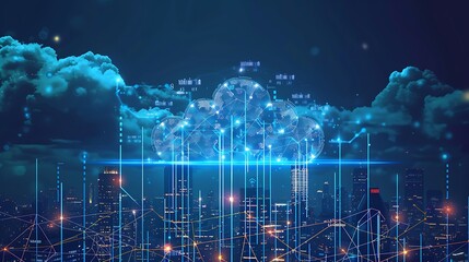 Wall Mural - cloud computing concept and innovative technology background. global internet network connection