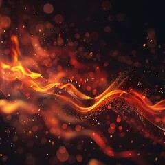 Wall Mural - Bright flames rising and moving at dark night