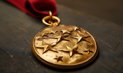 Gold winners award with three stars. 