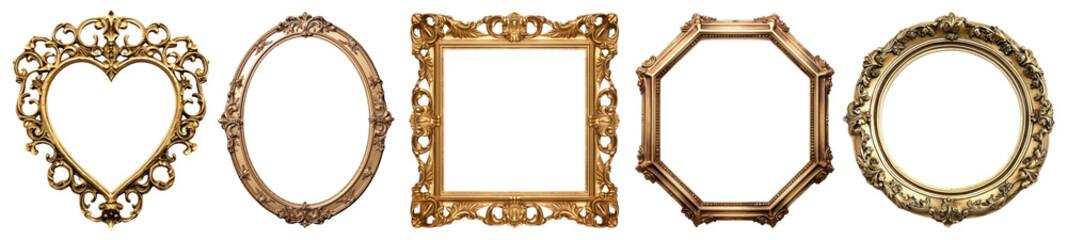 Canvas Print - Vintage gold frame png cut out element set