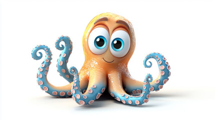 cute octopus cartoon clipart on white background