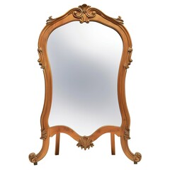 Sticker - Large antique baroque mirror on curved wooden legs in a decorative wooden vintage carved frame 