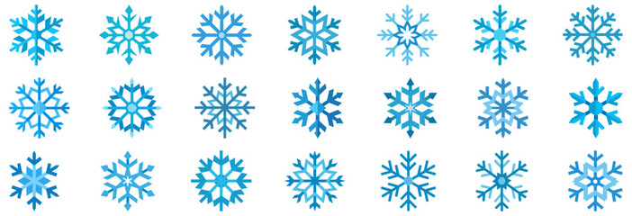 Wall Mural - snowflake icon. set of different snowflake icons. christmas decor. blue snowflakes. snowflakes templ
