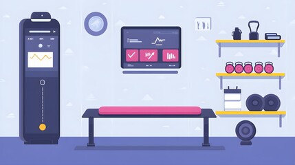 Wall Mural - flat design of a home workout app with functional exercise selection and tracking features