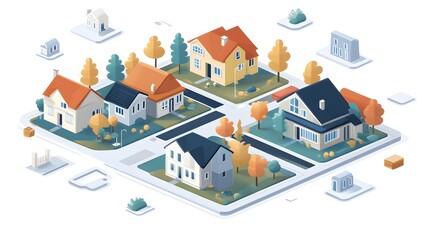 Wall Mural - a flat design of a real estate app interface that adjusts smoothly for different devices