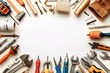 © Joaquin Corbalan - Tools are neatly organized around a blank space, perfect for planning home improvement projects or repairs.